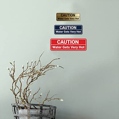 Standard Caution Water Gets Very Hot Sign (Blue) - Medium 1 Pack - color: Blue, size: 2.75 x 7" - Medium