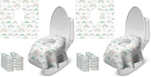 Blissful Diary 20 Pcs Toilet Seat Covers Disposable for Toddlers & Adults, Extra Large Waterproof, Portable Package for Travel, Kids Potty Training (Pack of 2) - color: Rainbow, size: 20Pack (Pack of 2)