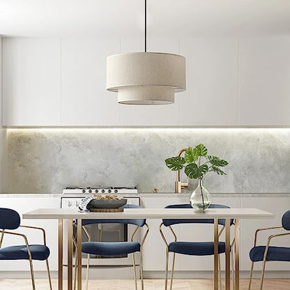 Aiwen 20" Drum Pendant Light Fixtures, 2-Tier Farmhouse Pendant Lighting
