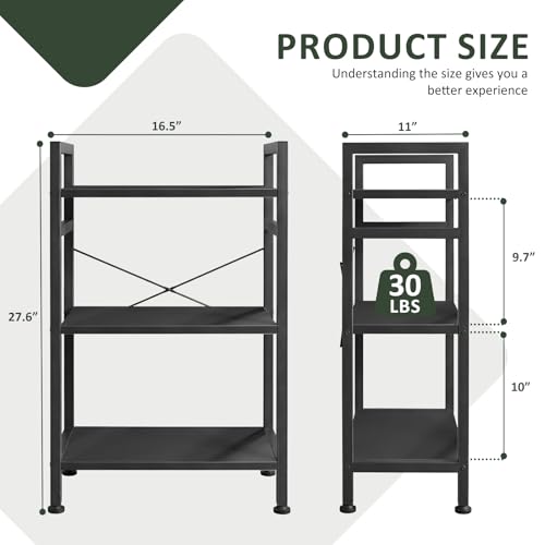 3 Tier Bookshelf, Free Standing Bookcase with Open Storage Shelves - color: Classic Black, size: 3 Tier