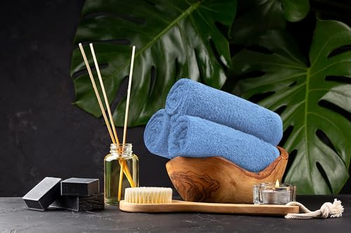Salon Towels – Pack of 24 (16"x27") 100% Cotton Ring Spun (Not Bleach Proof) Ultra Soft, Highly Absorbent Hand Towels – Bulk for Spa, Gym & Salon (Electric Blue) - color: Electric Blue