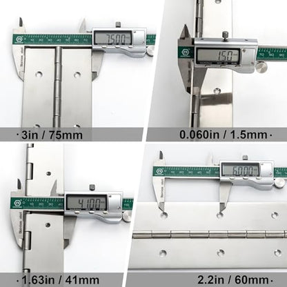 Heavy Duty Piano Hinge 24 Inch x 3 Inch Width, True 0.060'' Thick Stainless Steel Piano Hinge for Heavy Duty Cabinet, Door, Toolbox, Wooden Box, Metal Plate, Furniture, Industrial Project - size: 24 Inch