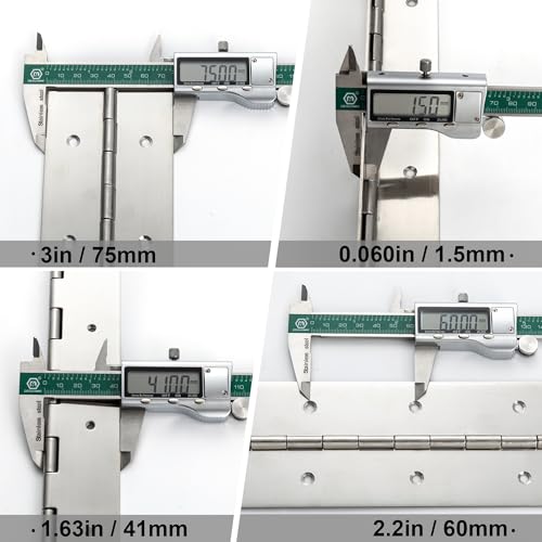 2 Pcs Heavy Duty Piano Hinge 16 Inch x 3 Inch Width, True 0.060'' Thick Stainless Steel Piano Hinge for Heavy Duty Cabinet, Door, Toolbox, Wooden Box, Metal Plate, Furniture, Industrial Project - size: 16 Inch(2 pcs)