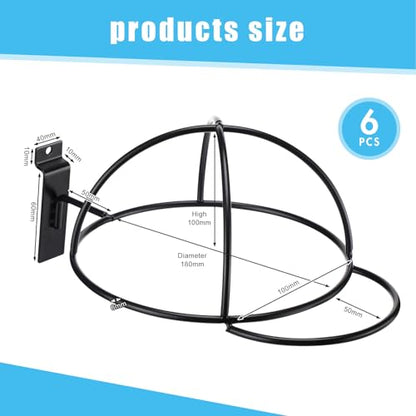 Kigley 6 Pcs Wire Hat Display for Baseball Caps Black Metal Slatwall Accessories Rack Retail Shelves for Merchandise Door Closet Office Bedroom(Round Brim,Black) - style: Round Brim