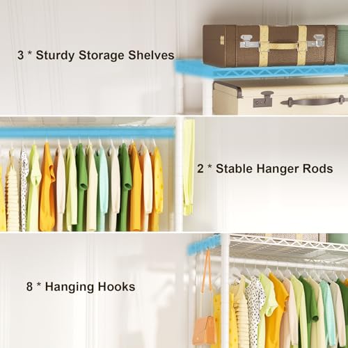 FUTASSI P3 Rolling Clothes Rack, Clothing Racks for Hanging Clothes, White - color: White, size: P3