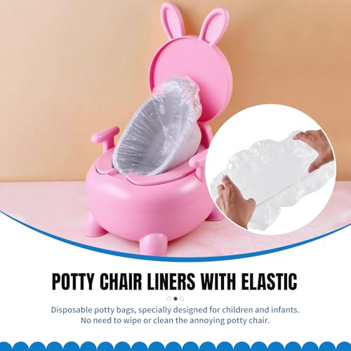 100 PCS Potty Chair Liners with Elastic, Disposable Portable Potty Training Bags, Clear Potty Refill Liners, Toilet Seat Cover 17x8 Inches - size: 100 PCS