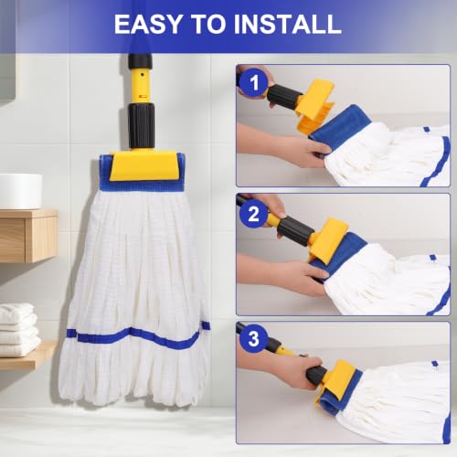 Heavy Duty Commercial Mop Head Replacement Microfiber Tube Mop Heads for Floor Cleaning: 3 Packs Looped End Wet Mop Head Refill for Home Commercial Industrial Use (White) - color: White-3pack