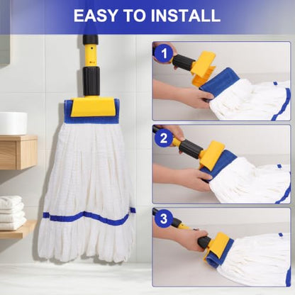 Heavy Duty Commercial Mop Head Replacement Microfiber Tube Mop Heads for Floor Cleaning: 3 Packs Looped End Wet Mop Head Refill for Home Commercial Industrial Use (White) - color: White-3pack