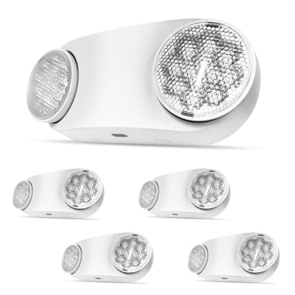 4PK LED Emergency Lights, Commercial Emergency Lighting for Business, Power Outages, Offices, with Backup Battery (90 Minutes), Wall Mount, Hard Wired, 120-277V, Fire Resistant (94V-0) UL White