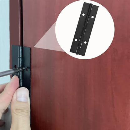 6 Pack Continuous & Piano Hinges,4 inches Black 304 Stainless Steel Hinges 0.04" Thickness Heavy Duty Continuous Hinges with Holes for Pianos，Door，Wooden Boxes，Cabinet. (4inch/10cm) - size: 4inch