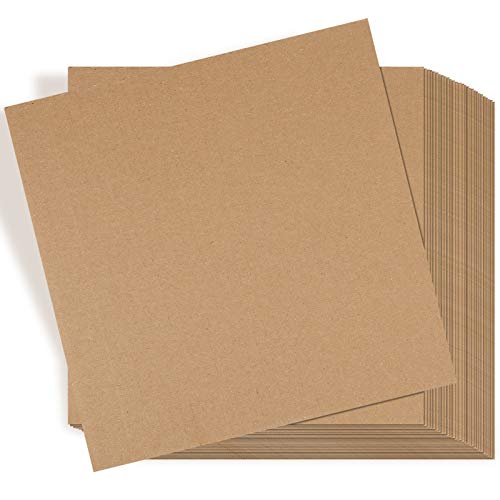 Zonon 50 Pack Corrugated Cardboard Sheets, 3 mm Flat, 12 x 12 Inch, Brown - color: Brown, size: 12 x 12 Inch