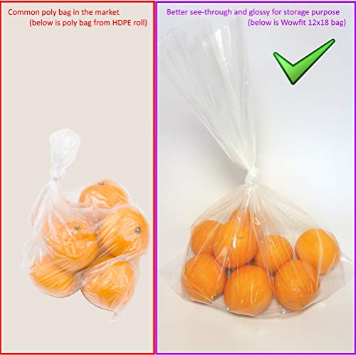 Wowfit 100 CT 17x22 1.1 Mil Large Clear Plastic Bags, Flat Open Poly - size: 17"x22"-100pcs