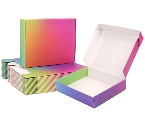 10x8x2 Shipping Boxes Medium, 40 Pack Rainbow Corrugated Cardboard Mailer Boxes for Small Business, Mailing, Packaging - color: Rainbow, size: 10x8x2"-40 Pack