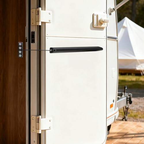 RV Screen Door Closer with Adjustable Tension, Aluminum Automatic Closing Device with Accessories, Works with Most Camper Latches & Travel Trailer Handles