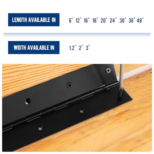 2PCS Black Piano Hinge 30 Inch x 3 Inch, 0.05" Leaf Thickness - color: Black, size: 30" Long x 3" Overall Width