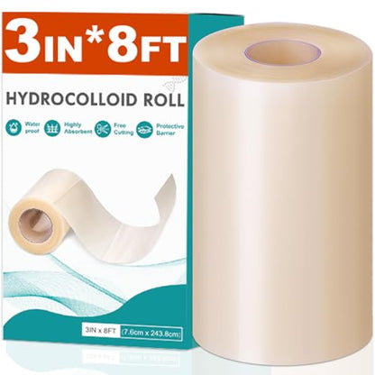 Hydrocolloid Roll for Wound Care, Hydrocolloid Patch Bandages (3in x 8ft) - size: 3in x 8ft