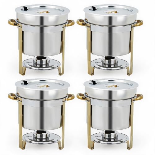 11L Stainless Steel 4-Piece Commercial Soup Warmer Kettle with Lid+Handles - size: 11 QT-4 Pcs