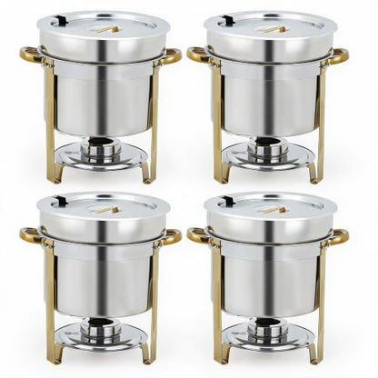 11L Stainless Steel 4-Piece Commercial Soup Warmer Kettle with Lid+Handles - size: 11 QT-4 Pcs