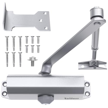 Hydraulic Door Closer, Slow Closing No Slam, Silver, Large - color: Silver, size: Large