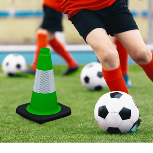 BESEA 6 Pack 12 Inch Green Traffic Cones with Wide Stable Base - size: 12 inch