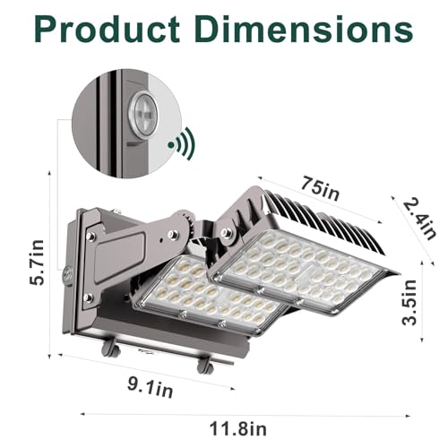 220W LED Wall Pack Lights, 360° Adjustable Panel with Dusk to Dawn Photocell, 100-277v 33000Lm 5000K Daylight, IP65 Waterproof & Advanced Heat Dissipation Outdoor Security Lighting-4Pack - size: 220W