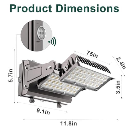 220W LED Wall Pack Lights, 360° Adjustable Panel with Dusk to Dawn Photocell, 100-277v 33000Lm 5000K Daylight, IP65 Waterproof & Advanced Heat Dissipation Outdoor Security Lighting-4Pack - size: 220W