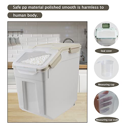 2 Pack 50 lb Airtight Flour Storage Containers with Wheels, Gray - color: Gray