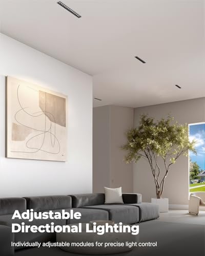 SCON 15W Linear Recessed Lighting with Black Trim, TRIAC Dimmable, 5 CCT - color: Black Trim, size: 4 Pack