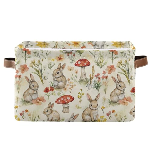 Easter Mushroom Bunny Rectangular Storage Basket Organizer Bin Shelf Baskets For Clothes Gifts For Home Office Dorm - color: Easter Mushroom Bunny