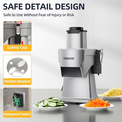 4-In-1 Electric Vegetable Chopper, 200W Vegetable Slicer Food Processor, Veggie Food Cutter With Slicing Shredding Dicing And Striping Function For Commercial Home Use,110V - size: 4-In-1 Electric Vegetable Chopper