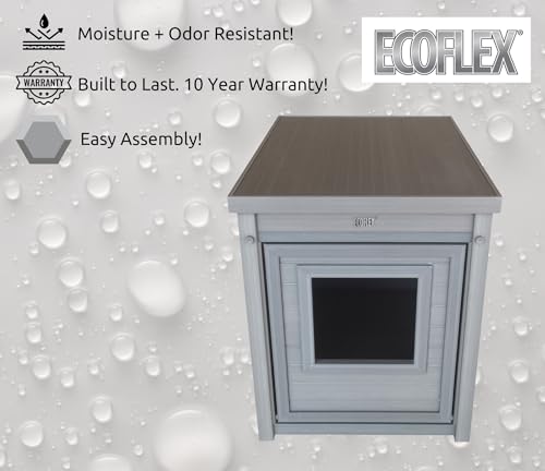 New Age Pet ECOFLEX Cat Box Cover and End Table with Litter Box Enclosure and a 10 Year Warranty Hides Unsightly Litter Box made with Moisture & Odor Resistant Composite Material - color: Grey, size: Standard