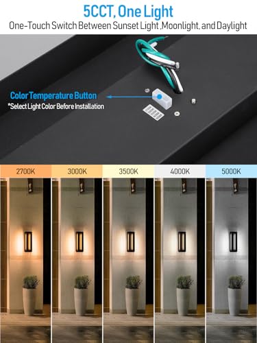 LEONLITE 5CCT 19 Inch LED Outdoor Wall Light, Rectangular Frame