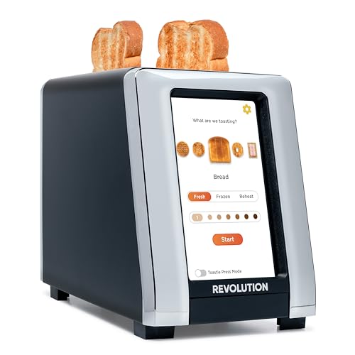 Revolution R180 Connect Touchscreen Smart Toaster with High-Speed InstaGLO Technology – Choose from 6 Bread Types, 7 Browning Levels, & Toastie Press Mode (Black, 2-Slice) - color: Matte Black, style: R180 Connect