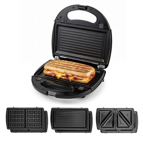 OVENTE Electric Sandwich, Panini and Waffle Maker Set, Black GPI202B - color: GPI202B