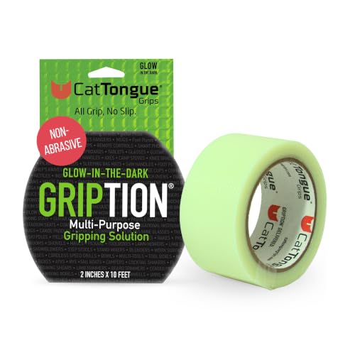 CATTONGUE GRIPS 2" x10' Grip Tape Roll, Non-Abrasive, Waterproof, Glow - color: Glow In The Dark, size: 2" x 10'