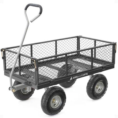 Gorilla Carts Steel Utility Cart, 800 lb Capacity, 4 Cu Ft., Black - color: Black Mesh
