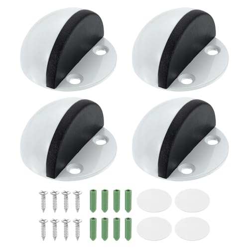 uxcell 4Pack Low Dome Floor Door Stop 45mm Dia. Stainless Steel, White - color: White