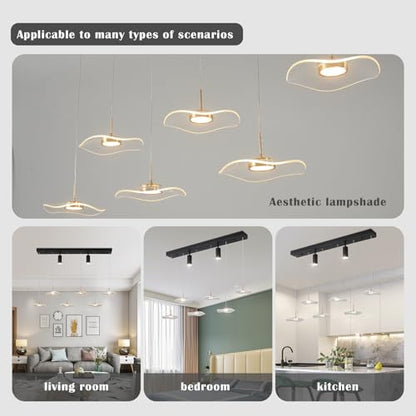 Siittoo 40" Modern LED Pendant Light, Dimmable Kitchen Island Light - color: Transparent,Black-Petal-34W