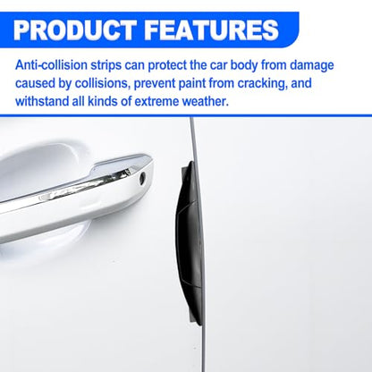 Set of 4 Pieces Universal Car Door Edge Guards Heavy Duty Anti-Collision Strips with Self-Adhesive Door Protector for Cars SUVs Trucks Black