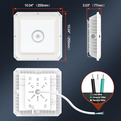 LED Canopy Light with Dusk to Dawn Photocell 60W 80W 100W 3CCT Adjustable - size: 100W
