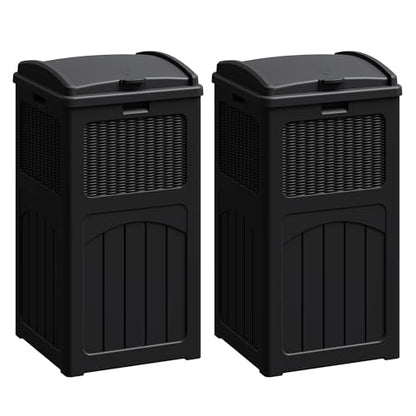 Flamaker 30 Gallon Trash Can, Resin Outdoor Garbage Can with Lid 2 Pack - color: Black, size: 2 Packs