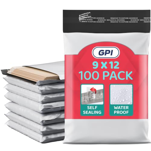 9" x 12" Poly Mailers, 500 Pack, 2.5 Mil, White Self Seal Waterproof, GPI - size: 9" x 12"