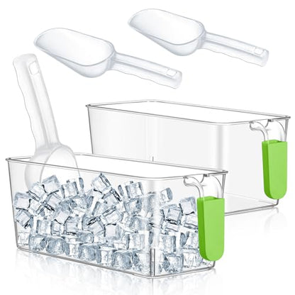 Havawish Ice Storage Bin and Flexible Scoop Set Plastic Freezer Bin - color: Green, size: 10.83 x 4.92 x 4.33 in, style: Classic