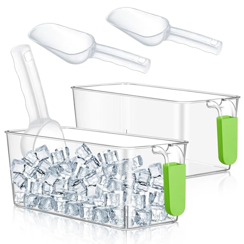 Havawish Ice Storage Bin and Flexible Scoop Set Plastic Freezer Bin - color: Green, size: 10.83 x 4.92 x 4.33 in, style: Classic