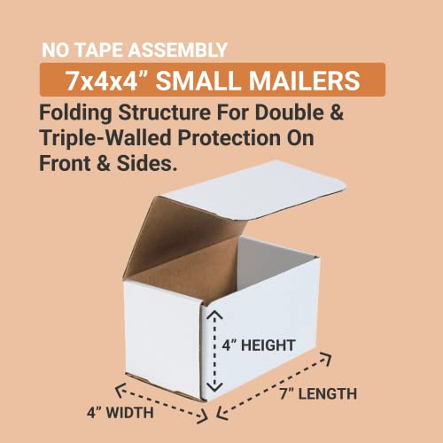BOX USA Shipping Boxes Small 7"L x 4"W x 4"H 50-Pack - Corrugated Cardboard Box for Shipping, Mailing, Packing, Packaging and Storage - size: 7x4x4