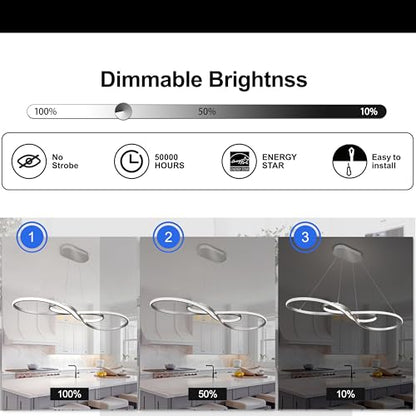 Modern LED Pendant Light,Silver, Dimmable Chandelier - color: Silver