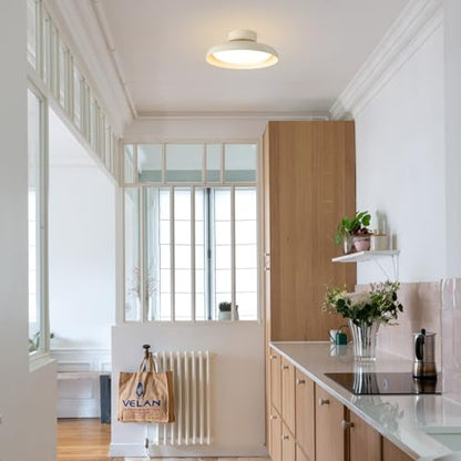 BISAMIYA Modern LED Ceiling Light, Brass Accent, 12.6 Inch Semi Flush Mount - color: Cream