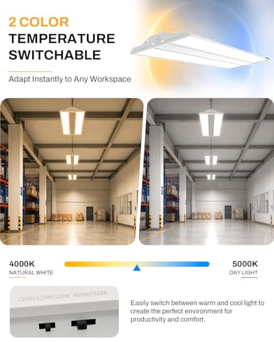 High Bay LED Shop Lights 10 Pack, Switchable 400W/320W/240W & 4000K/5000K