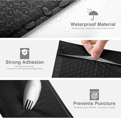 Metronic 9600 Pack Bubble Mailer 6x10" Black Waterproof Padded Envelopes - color: Black, size: 6x10" 9600PC