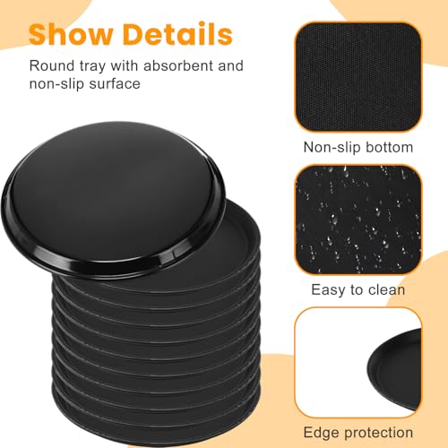 12 Pcs Black Restaurant Serving Trays Bulk, Round Tray, 11 Inch - size: 11 Inch